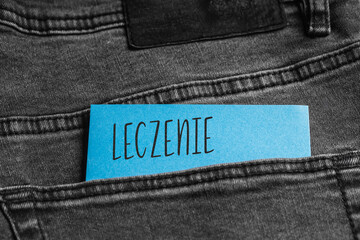  Blue card with a handwritten inscription 