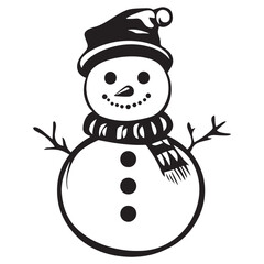 Winter Snowman with Hat Cartoon for Christmas Artwork