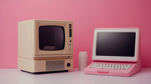An ancient computer in Gangneung with a 3.5- and 5-inch disk drive, a CRT monitor, and a keyboard