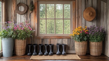 Rustic Country Porch with Floral Accents