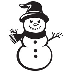 Winter Snowman with Hat Cartoon for Christmas Artwork