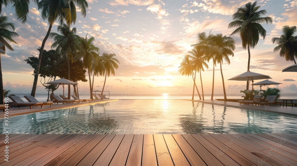 Wall mural tropical sunset paradise