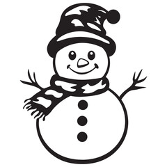 Winter Snowman with Hat Cartoon for Christmas Artwork
