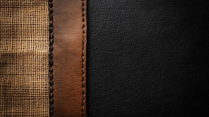 Black Leather and Brown Canvas Textured Background