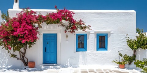 traditional Greek white-washed house 