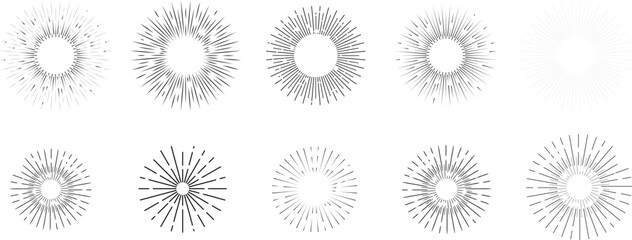 Sunburst set. collection sunburst best quality.Sunrise rays light burst line. vector eps10