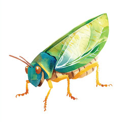 Leafhopper watercolor clipart illustration isolated