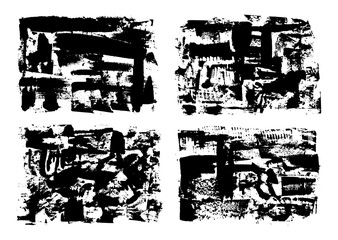 Obraz premium Abstract black paint texture background set. Rough ink smear backdrop collection. Grunge weathered graphic element.