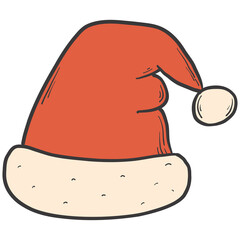 Hand drawn PNG doodle of Christmas element Santa's hat for stickers, prints, cards, posters, planners, socila media, etc. 