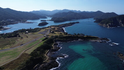 Drone View of Fukue Goto island, Nagasaki Japan