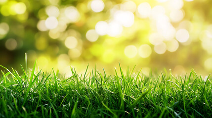 Obraz premium close-up of lush grass against a hazy backdrop of a garden.