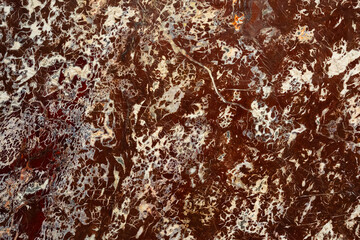 Abstract close up view of polished marble surface with red and white pattern, Florence, Italy