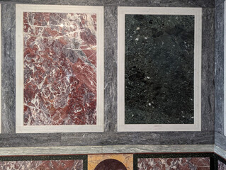 Rectangles of granite adorning a wall with lovely pattern and high quality stone