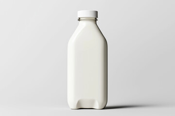Minimalist mockup image of a plastic bottle with a white cap on a plain grey background. The bottle is empty and unlabelled, ideal for product branding or packaging design.