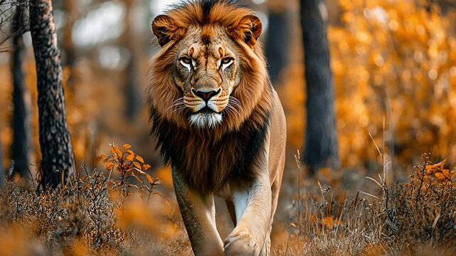a lion in the jungle footage