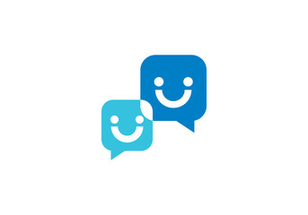 happy smile talk logo. online chat logo communication concept design template