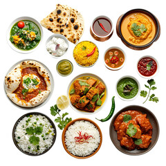 set of food on transparent background, clipping path, png, 