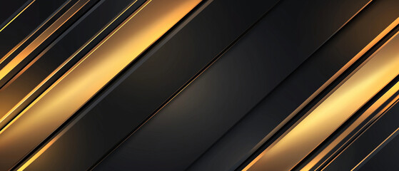 Obraz premium Abstract background, black and gold diagonal lines, simple banner vector graphic design. AI generation.