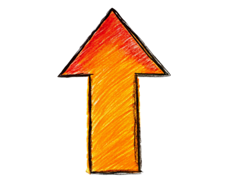 Eye-Catching Hand-Drawn Red Arrow Up Line: A Versatile Graphic Element