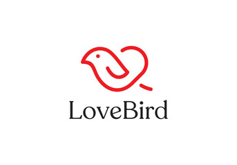 Obraz premium abstract line art love bird logo design template
