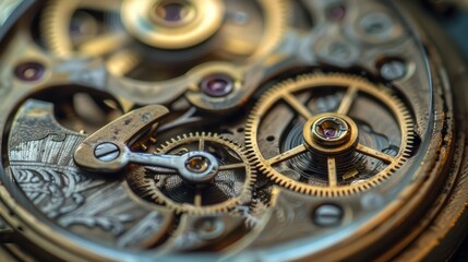 Close-up of a Mechanical Watch Movement