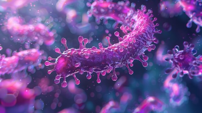 3D computer generated microscope close up of curly shaped Spirella bacteria 