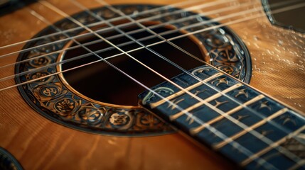 Obraz premium Closeup of an Acoustic Guitar