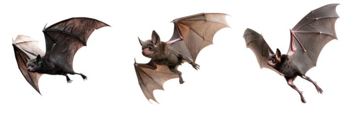 Set of Vampire bat flying isolated on a transparent background