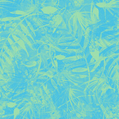 Tropical leaves. Watercolor leaves of a tree, palms, bamboo, nettle, abstract splash. Watercolor abstract seamless background, pattern, spot, splash of paint, branch with berry, color. Tropic pattern.