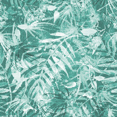 Tropical leaves. Watercolor leaves of a tree, palms, bamboo, nettle, abstract splash. Watercolor abstract seamless background, pattern, spot, splash of paint, branch with berry, color. Tropic pattern.