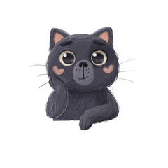 Adorable Black Cat illustration, Cute Cat Clipart, Halloween Cat Designs, Cat 