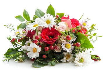 A bouquet of beautiful flowers on white background