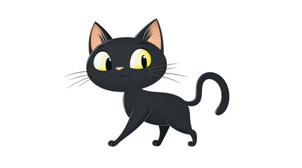 Fototapeta premium A cartoon cat is walking on a white background