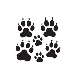 Fototapeta premium Paw print vector silhouette. Paw print logo, icon. Cat footprint vector design. paw print vector isolated on white background.