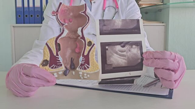 Rectal examination and transrectal ultrasound. Ultrasound of the rectum with a rectal probe. Ultrasound of the intestines and diseases