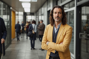 Fototapeta premium portrait of a person in a corridor,portrait of a business person