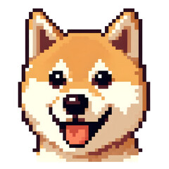 Obraz premium 흰 배경, 시바이누, 픽셀아트 (White background, Shiba Inu, Pixel Art)