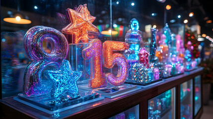 Sparkling Number 815 In Glass Display Case - Photo