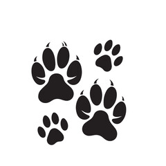 Fototapeta premium Paw print vector silhouette. Paw print logo, icon. Cat footprint vector design. paw print vector isolated on white background.