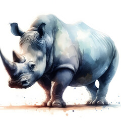 Obraz premium 코뿔소, 수채화 (Rhinoceros, water colour)