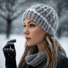 portrait of a woman in winter