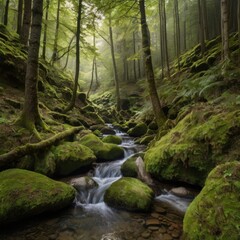 Obraz premium stream in the forest