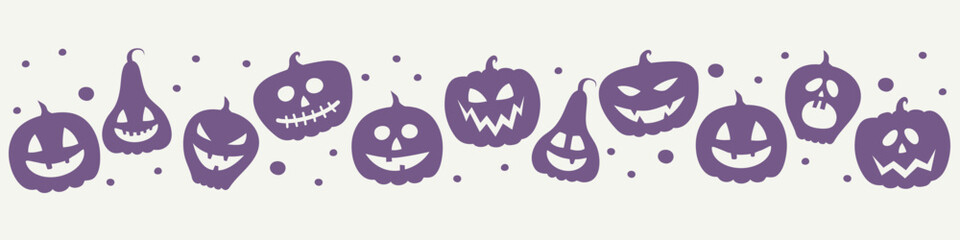 Halloween banner with creepy pumpkin lanterns. Vector