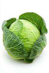 Green Cabbage with Veined Leaves A CloseUp Perspective on Freshness and Texture