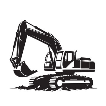 recommend clip art: Excavator vector silhouette. Construction excavator vector design. Excavator logo, icon isolated on white background.