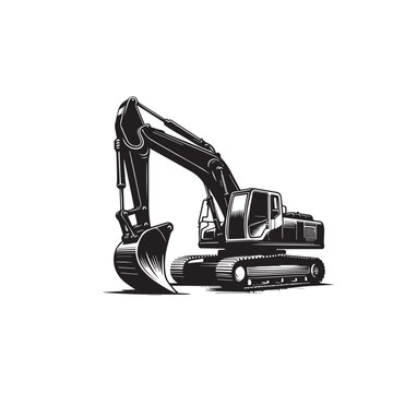 recommend clip art: Excavator vector silhouette. Construction excavator vector design. Excavator logo, icon isolated on white background.