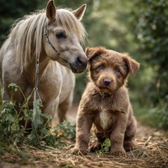 Pony and dog 