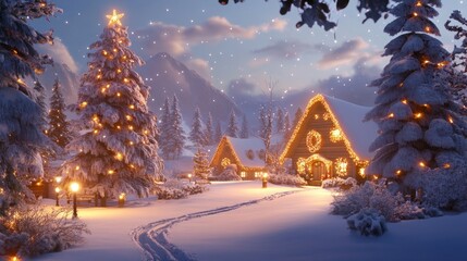 Bright christmas winter scene