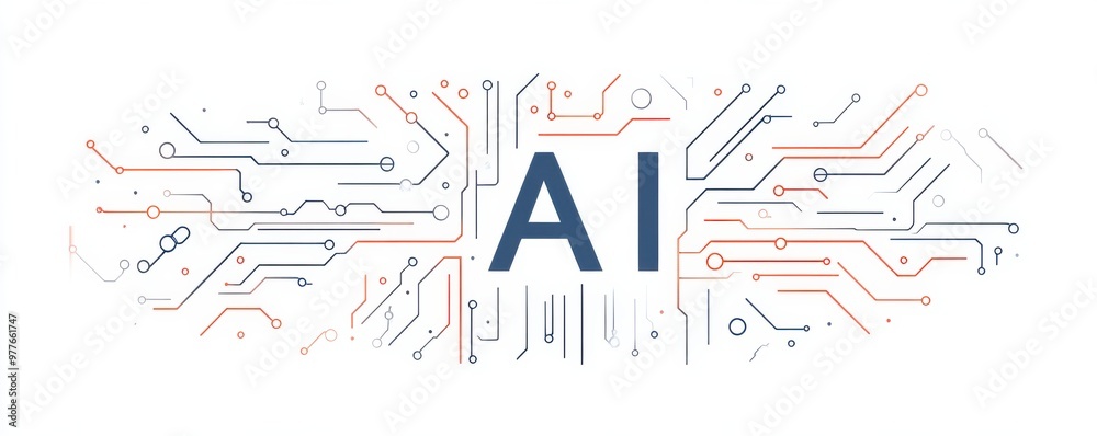 Poster ai technology concept with futuristic circuit design highlighting the integration of artificial inte