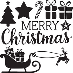 set of christmas elements